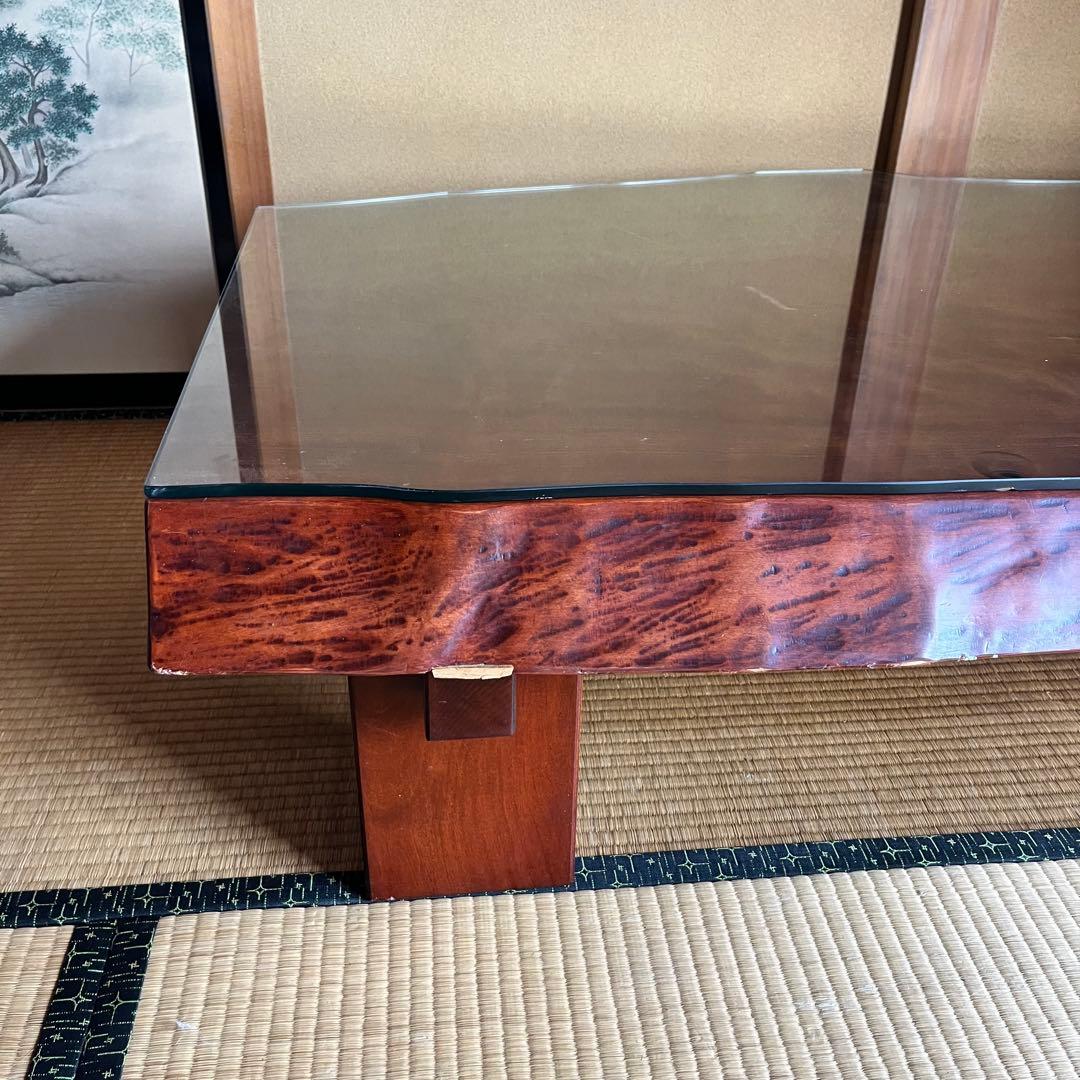 9/30まで！ 配送 設置費込み！ 天然木一枚板　座卓　ガラストップあり