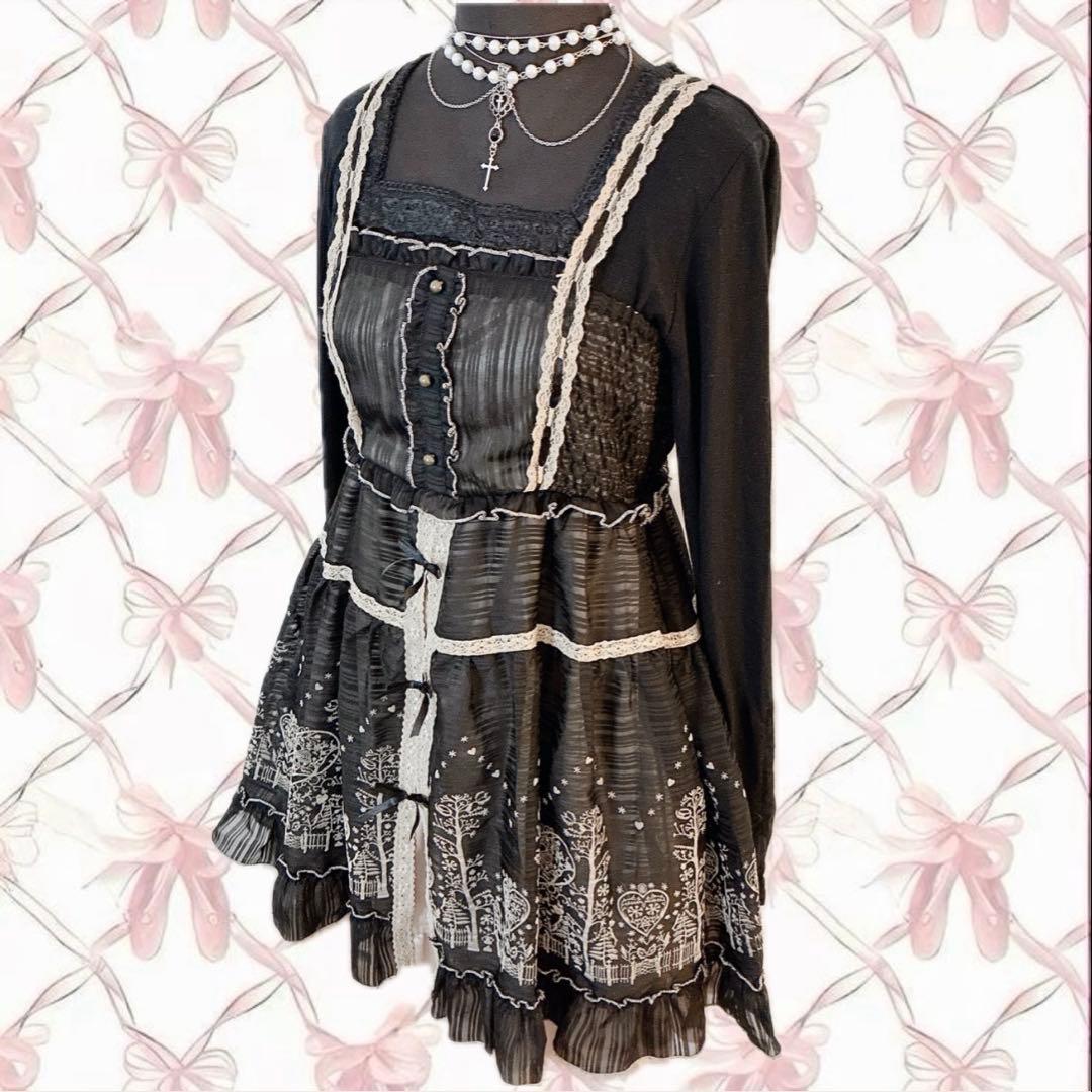 axes femme 2点セット リボン レース ワンピ ダークコア 姫 平成