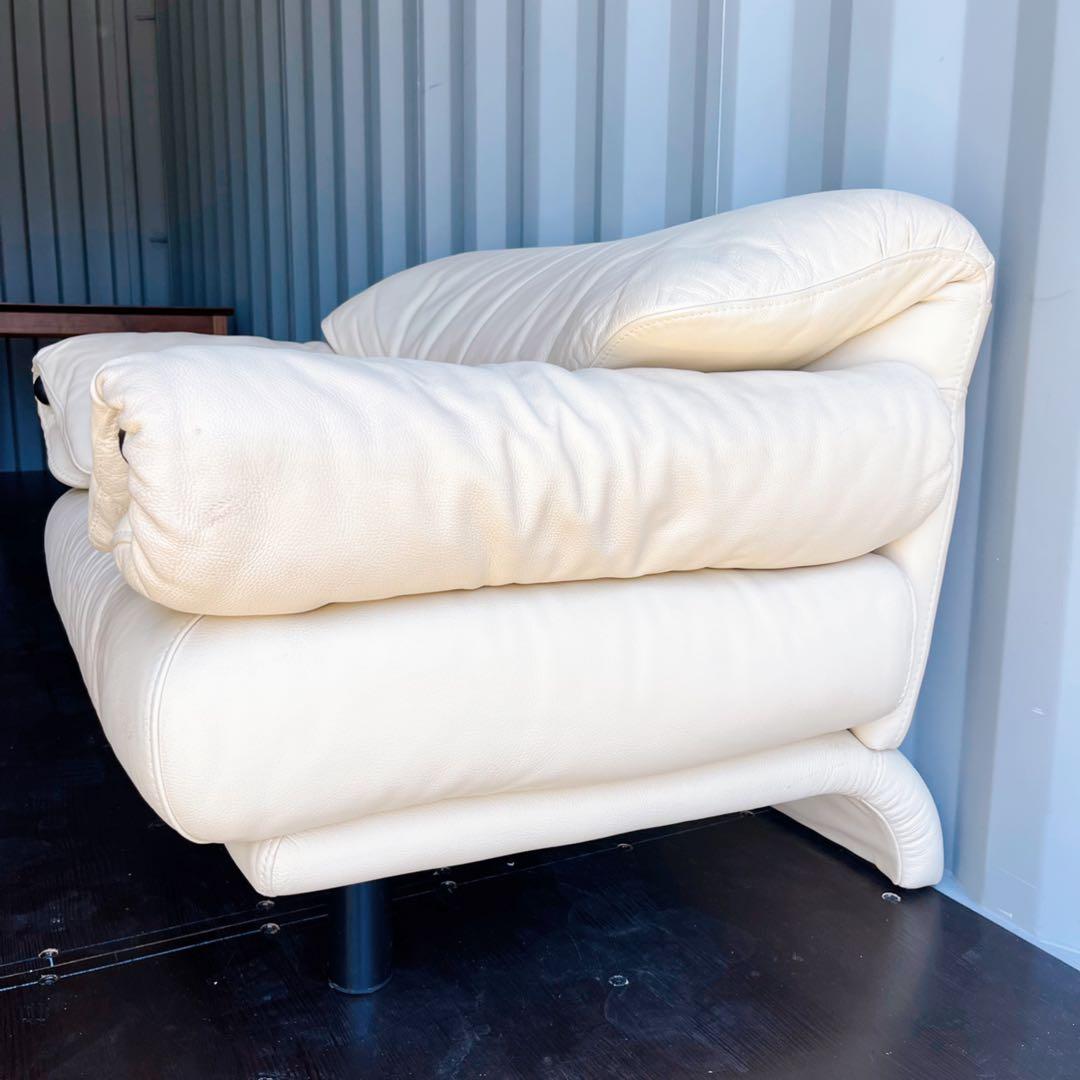 取付無料！IDC大塚家具 ポルトロメック ジェミニ 総本革アイボリー1Pソファ✨