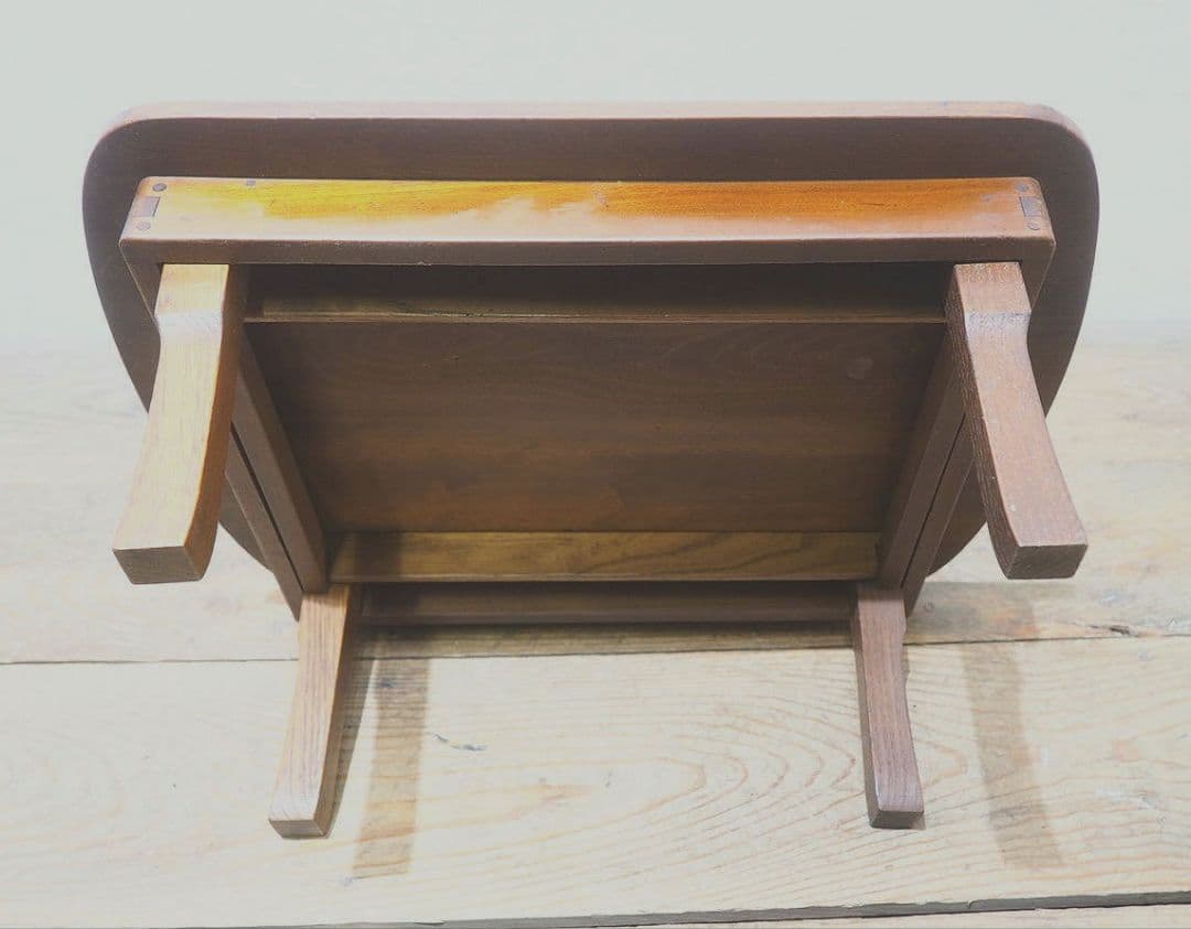 1312 折りたたみ式　小ぶりな角ちゃぶ台　座卓　ローテーブル　古家具　レトロ