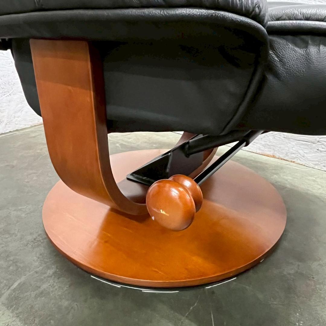 革張り パーソナルチェア オットマン ブラック リクライニングチェア A0832