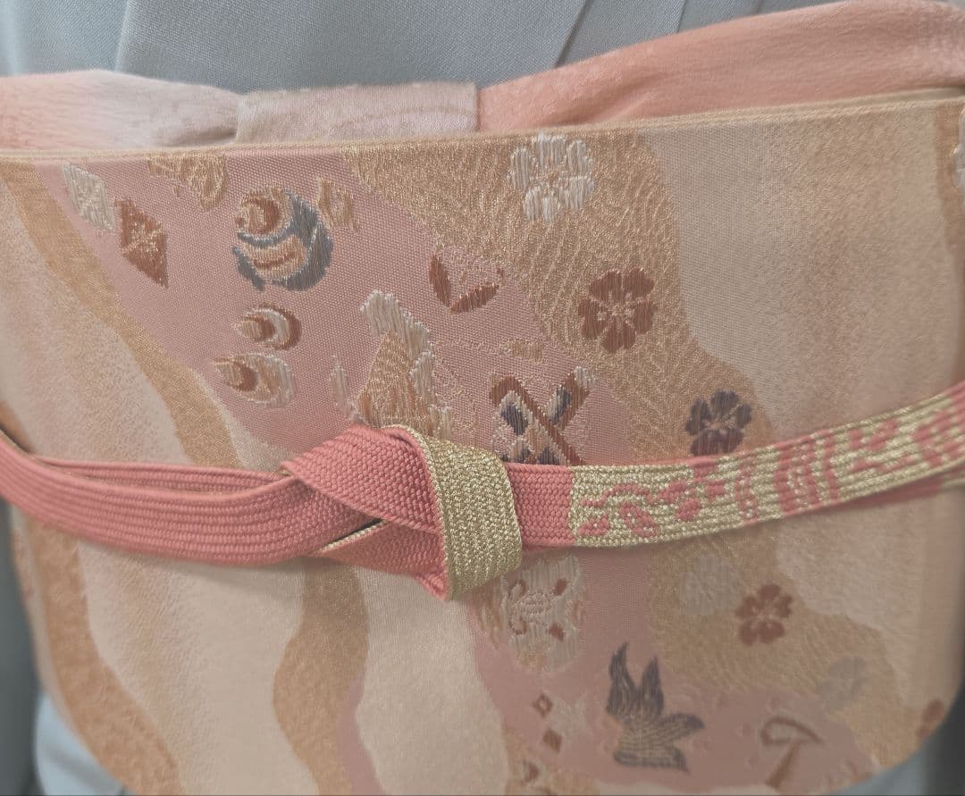 作家物訪問着4点フルセット、着物、袋帯、帯締め、帯揚げ