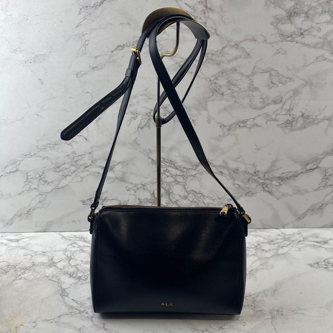 RALPH LAUREN ラルフローレン 本革 レザー ミニショルダーバッグ 黒