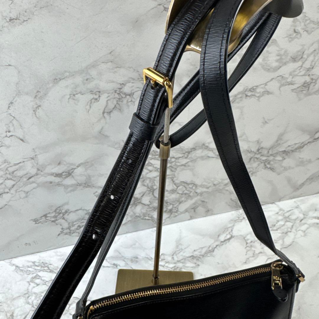 RALPH LAUREN ラルフローレン 本革 レザー ミニショルダーバッグ 黒