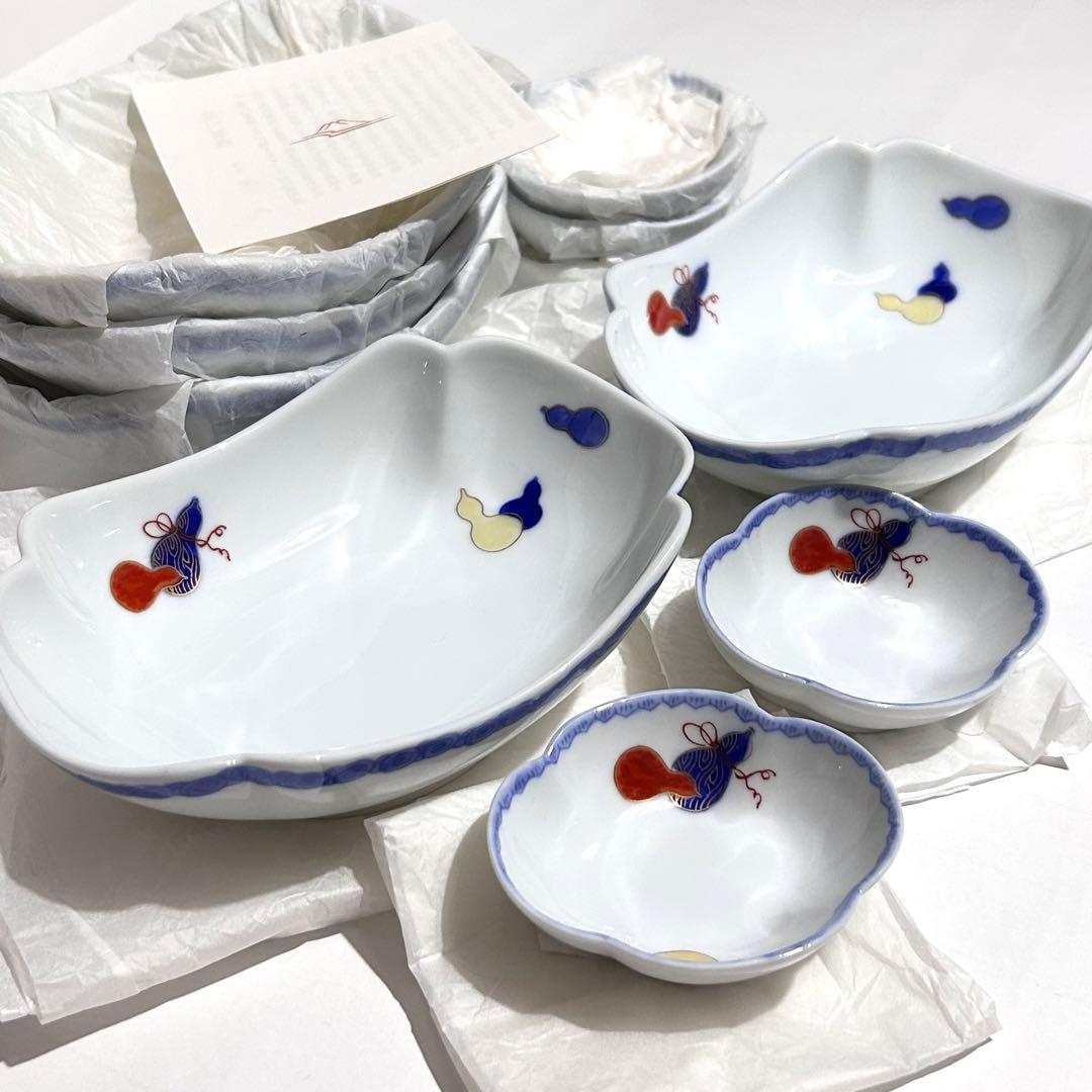 【新品・未使用品】深川製磁 百年庵 六瓢（むびょう）舟形皿 刺身皿 醤油皿