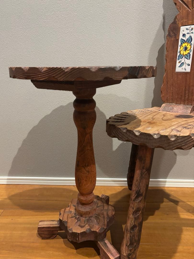 スペイン製 テーブル チェア セット タイル 猫