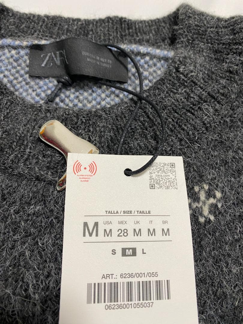 新品 ZARA ジャカードニットボタンカーディガン M