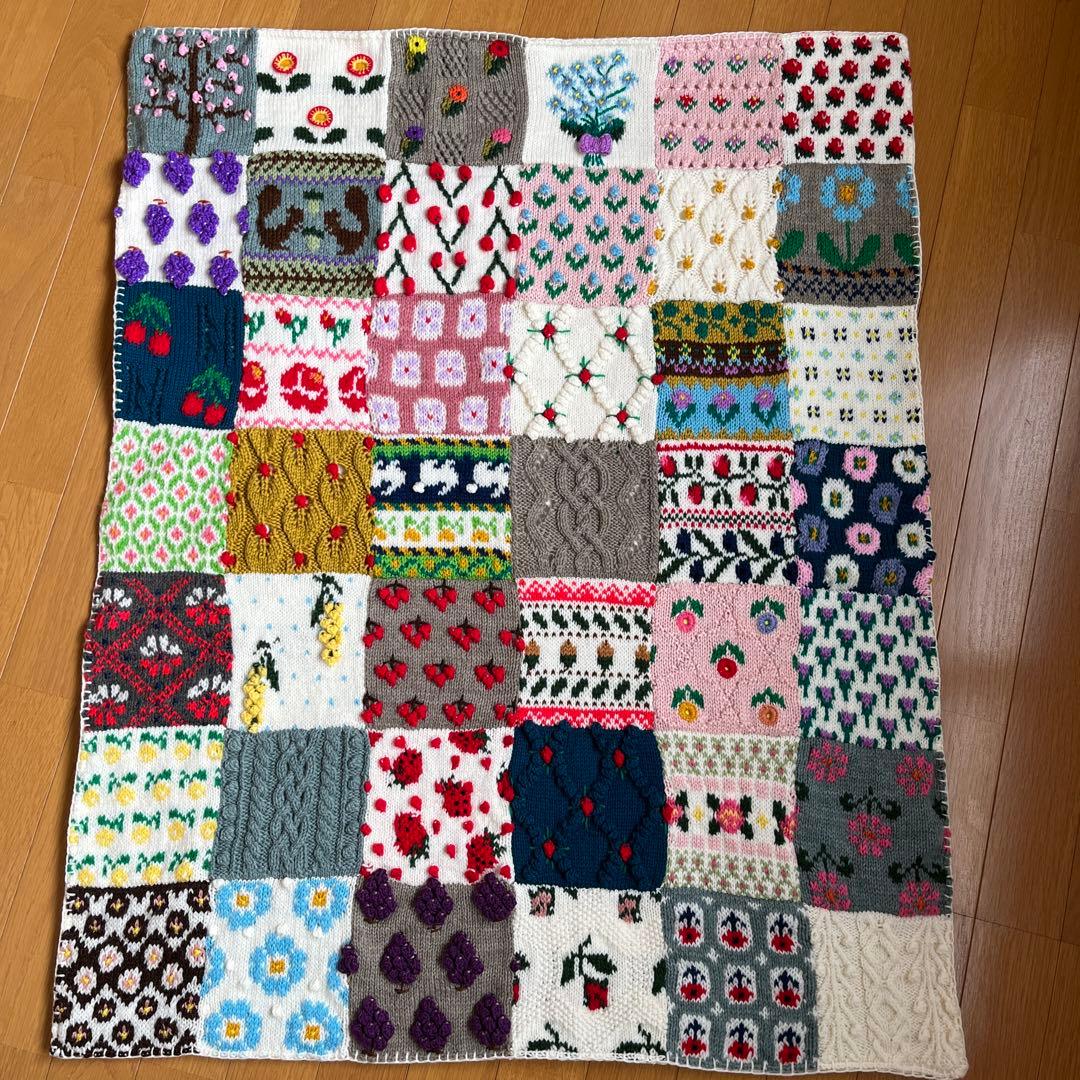 花柄モチーフつなぎのブランケット☆ハンドメイド
