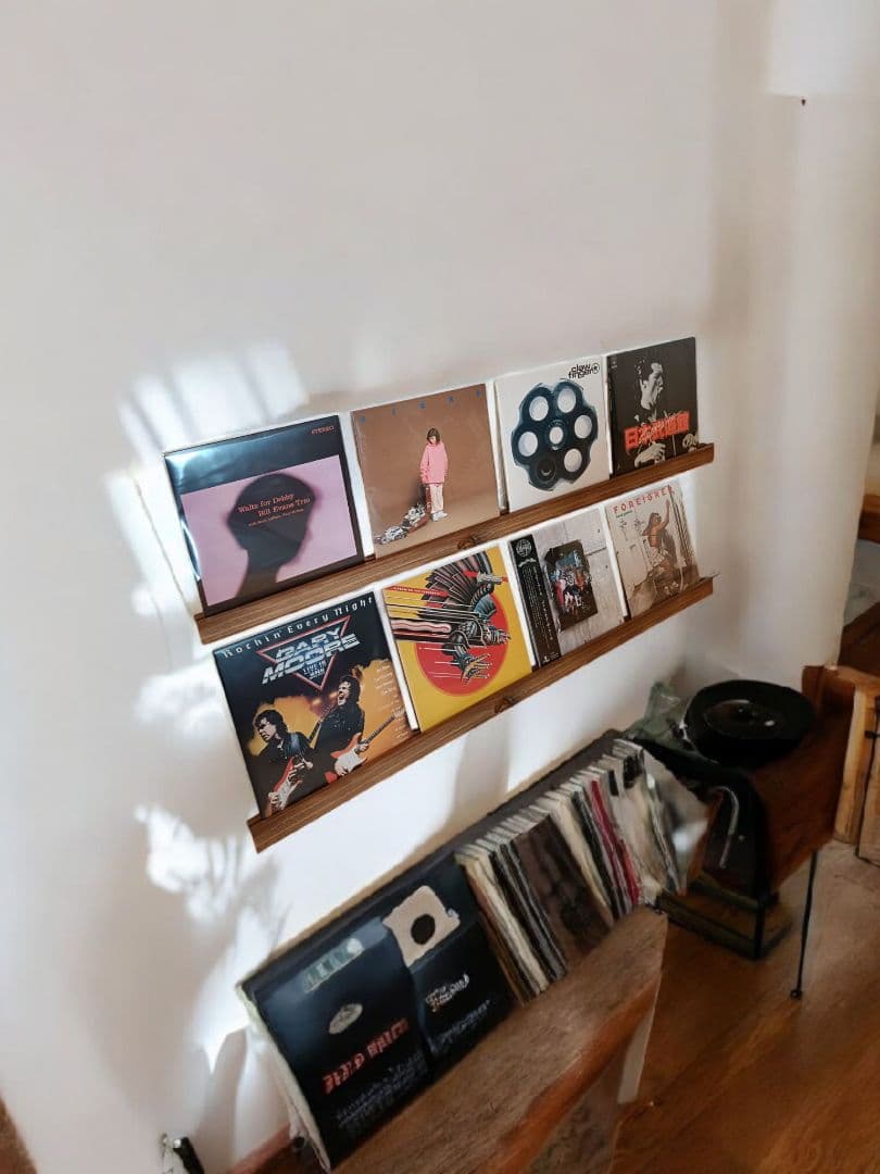 レコードディスプレイレール　LP4枚用2本セット　インテリア　レコードラック