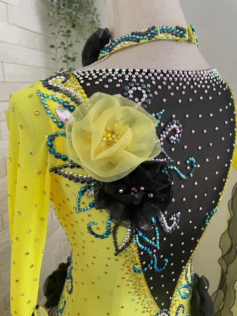 社交ダンス　スタンダードドレス⭐️イエロー＆ブラック