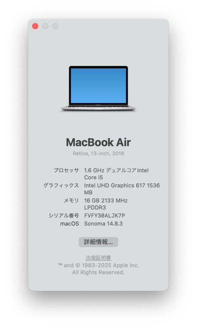 MacBook本体 MacBook Air13-inch2018Core i5-16GB/128GB