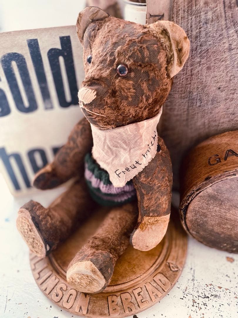 フランス　ブラウン　ヴィンテージベア　アンティークベア　JPM