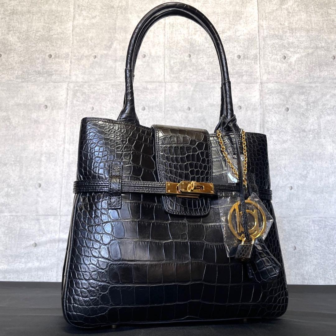 専用品BEAUGRAND クロコダイル JRA認定 ブラック トートバッグ