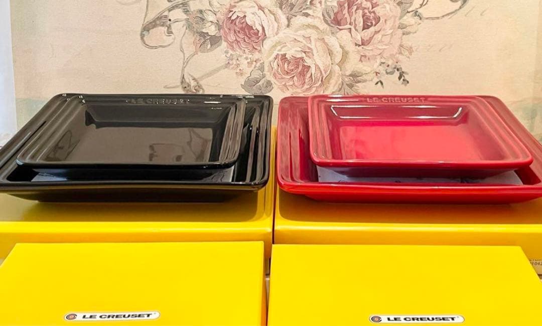 最終価格＊＊ドンブリ&プレート６点セット　ル・クルーゼ＊＊　赤・黒