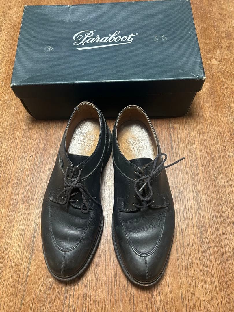 Paraboot ブラック レザー ビジネスシューズ