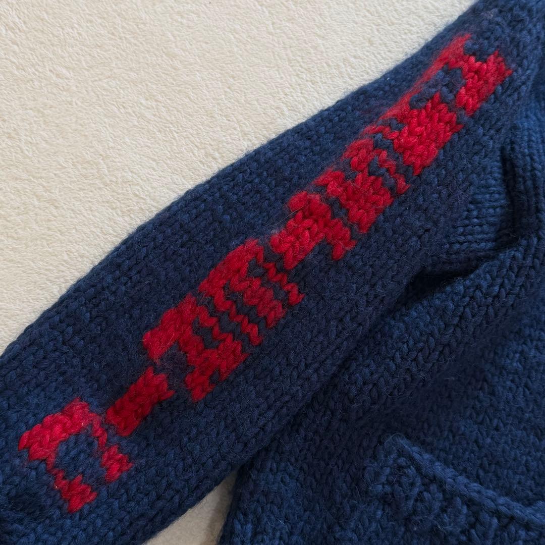 ヒステリックグラマー　カウチンニット　ニットジャケット　ブルー　ジップアップ