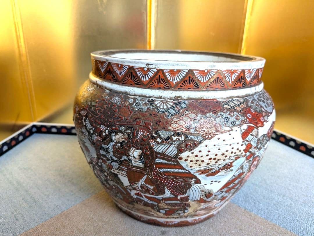古美術　金魚鉢　水鉢　火鉢　睡蓮鉢 メダカ鉢 大型　薩摩