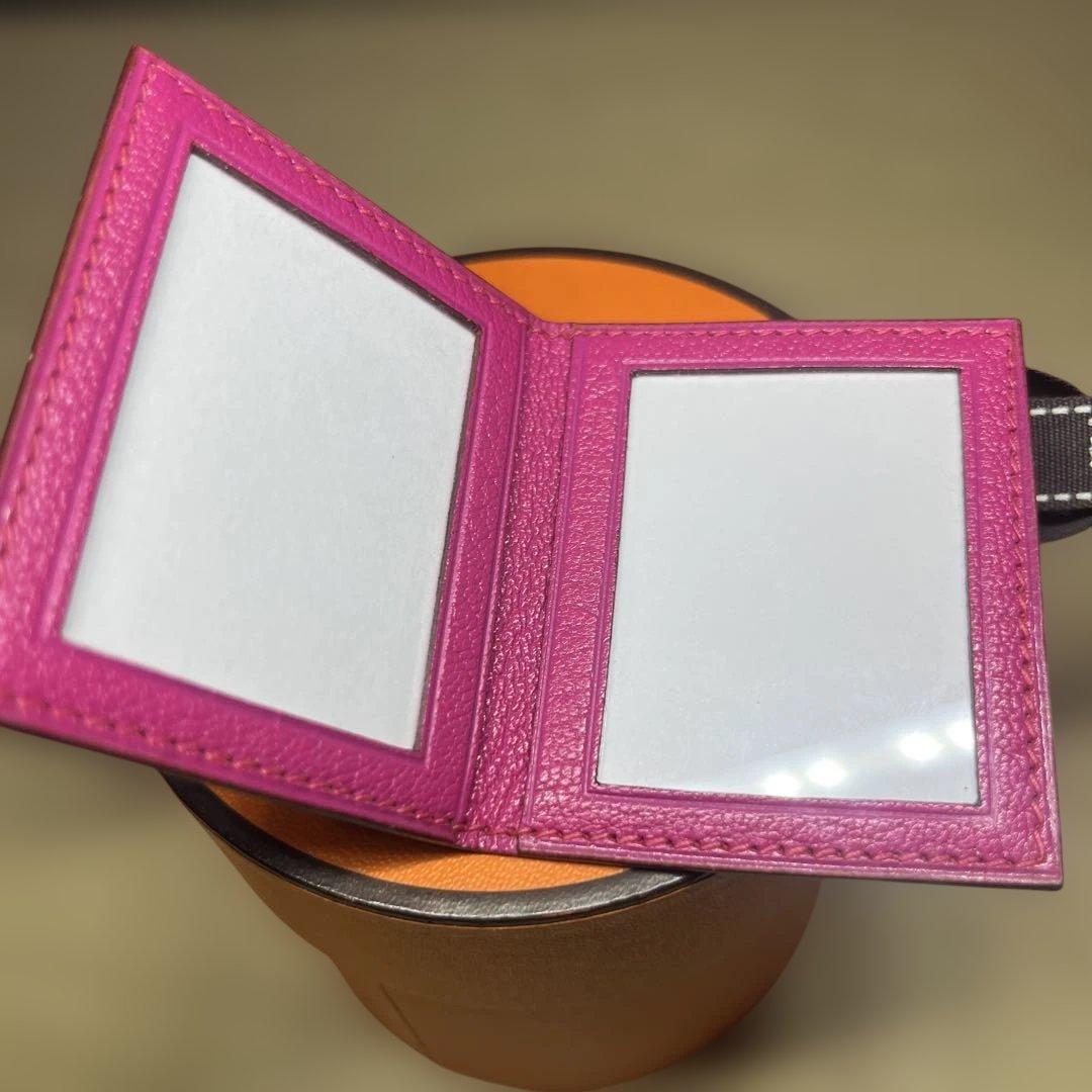 【未使用】エルメス　ミニフォトケース 写真入れ 写真ケース ピンク　レザー