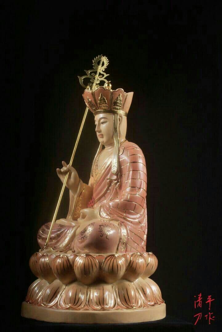 纯手作 精彫地蔵菩薩 坐像 阿智清刀木彫り 香樟彫刻 仏像 珍品 精彫2