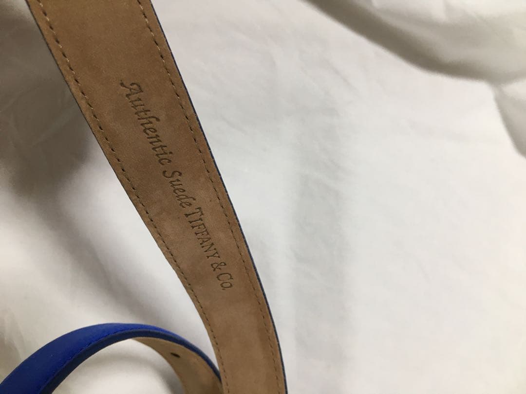 Tiffany ベルト　女性用　ブルー　ゴールド　本革　スエード　ティファニー