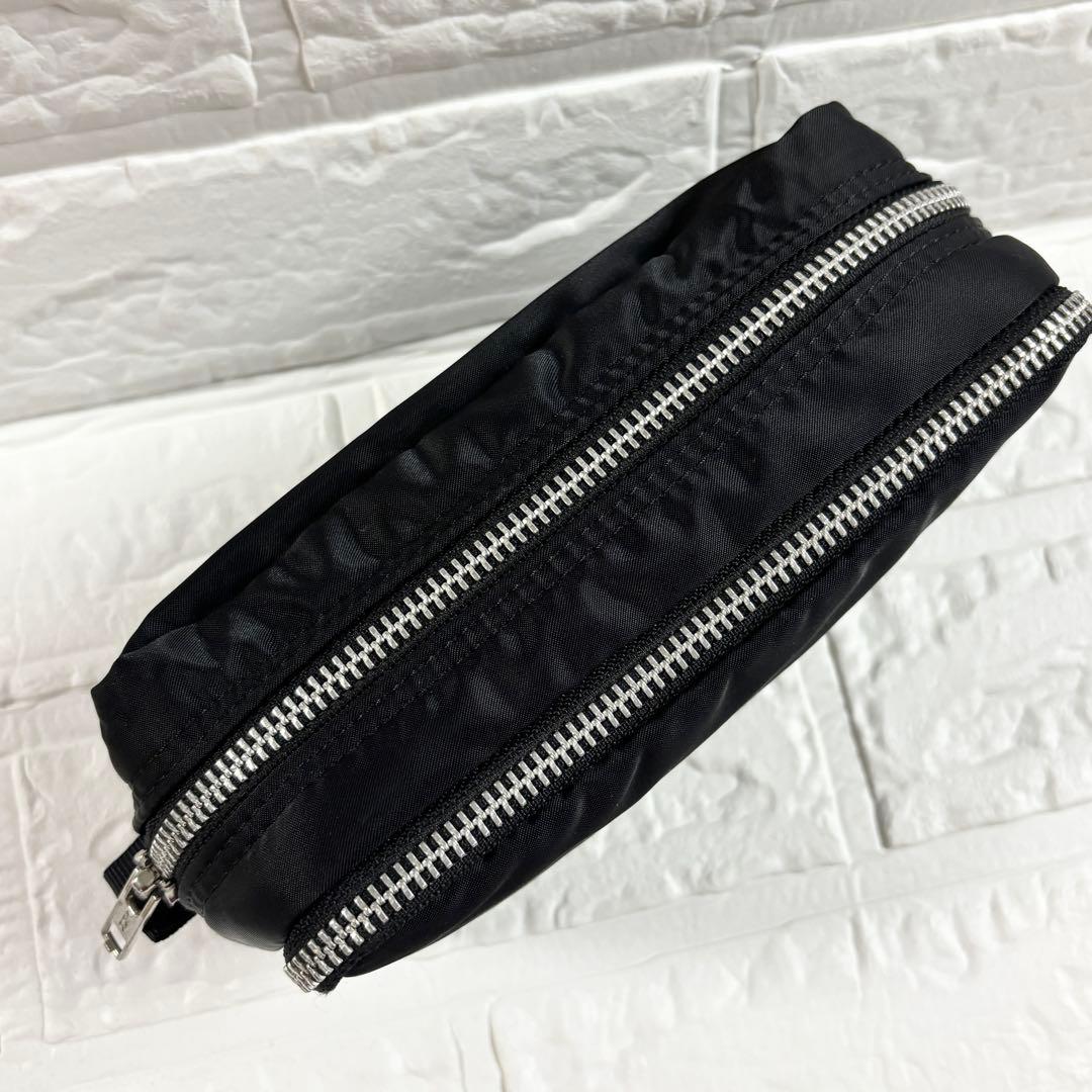 【極美品】PORTER ブラック ジッパーポーチ　タンカー　ダブルファスナー