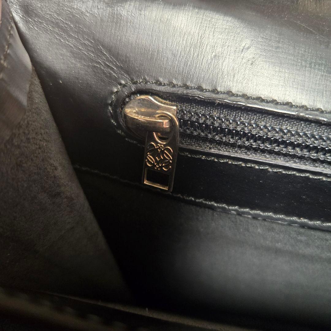 【希少】ロエベ ディプロマティコ ビジネスバッグ アナグラム 型押し レザー 黒