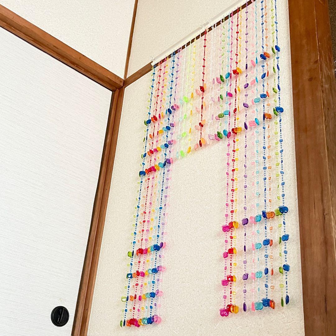 c234 ビーズのれん ビーズカーテン りんご レトロ インテリア ディスプレイ