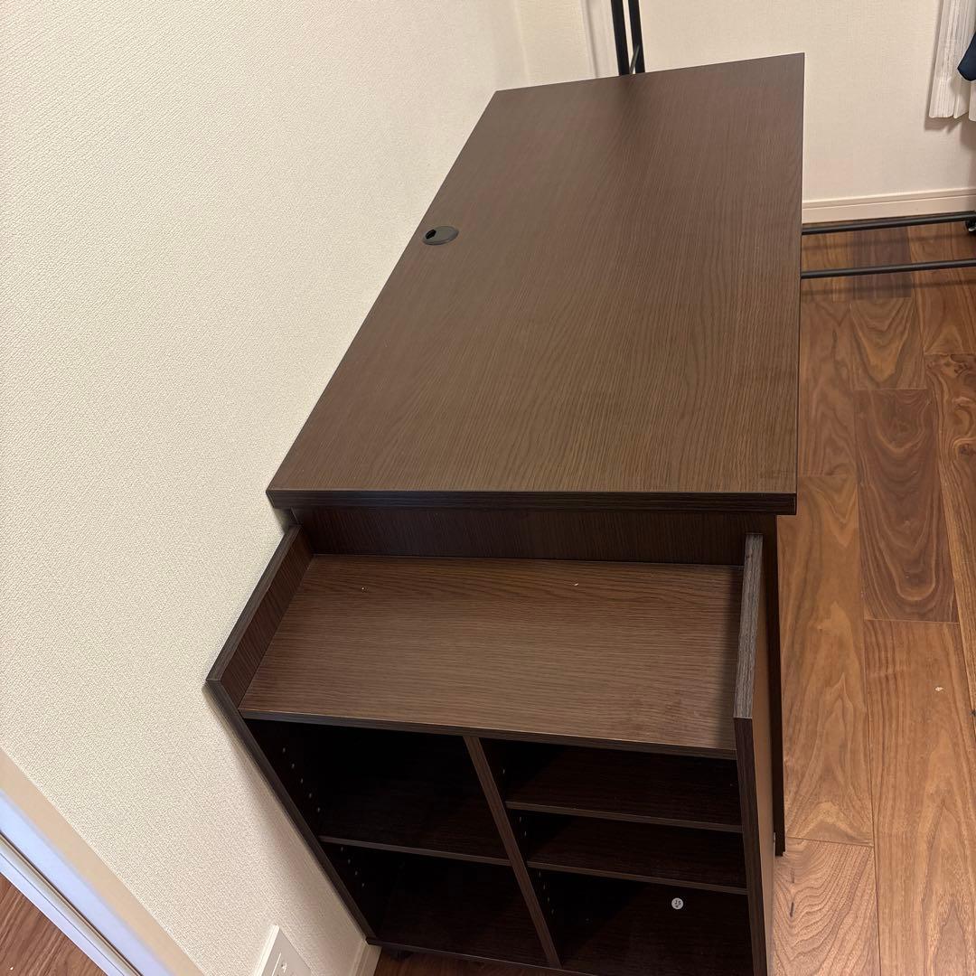 ダークブラウン パソコンデスク 引き出し付き-お譲り値段は2月10日まで