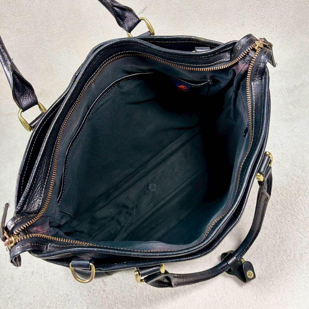 【美品✨】豊岡鞄　本革　ビジネスバッグ　シボ牛革　2way A4収納　ショルダー