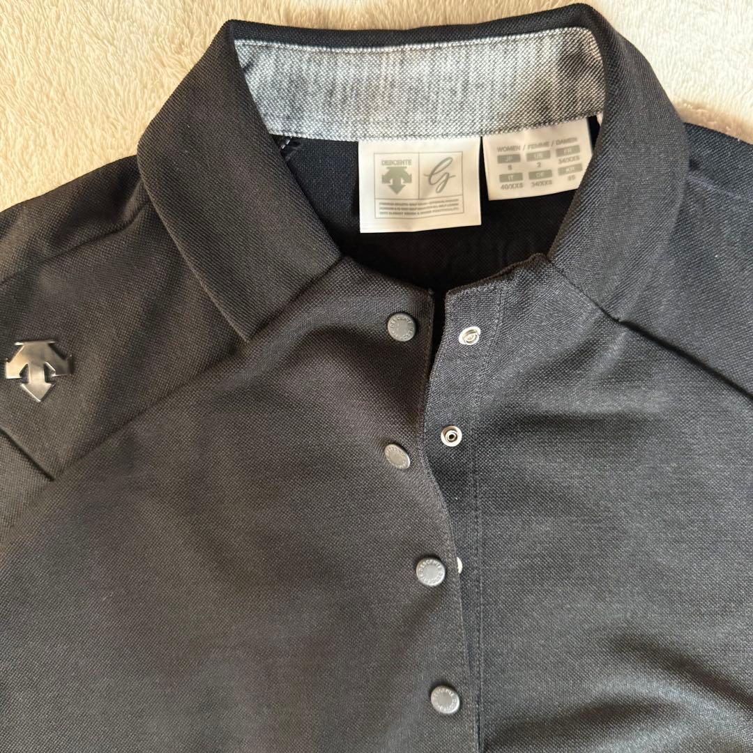 DESCENTE デサントゴルフ 長袖 ポロシャツ　ブラック