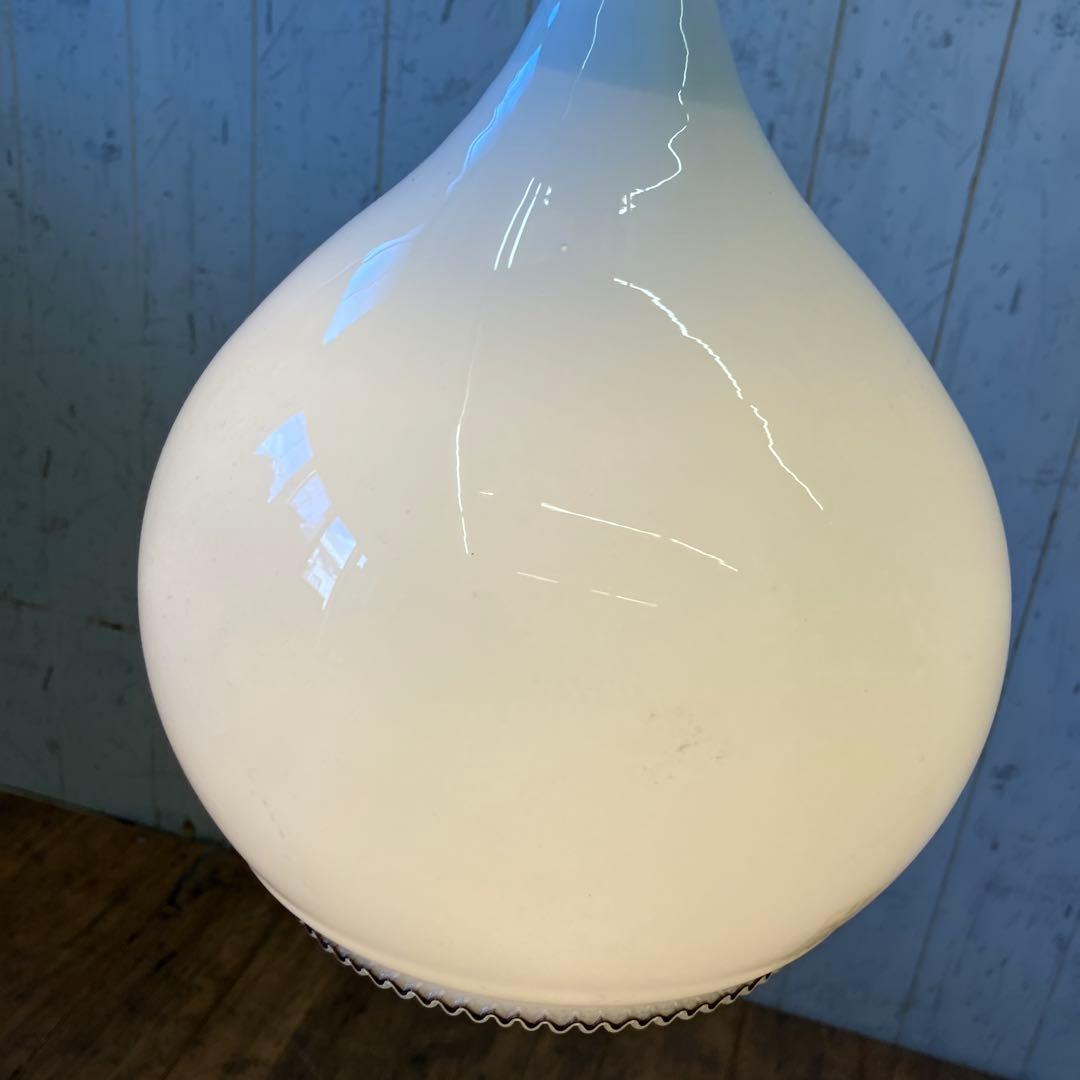 レトロ ガラス製 ミルクガラス ドロップ型 ペンダントライト 照明器具 リ