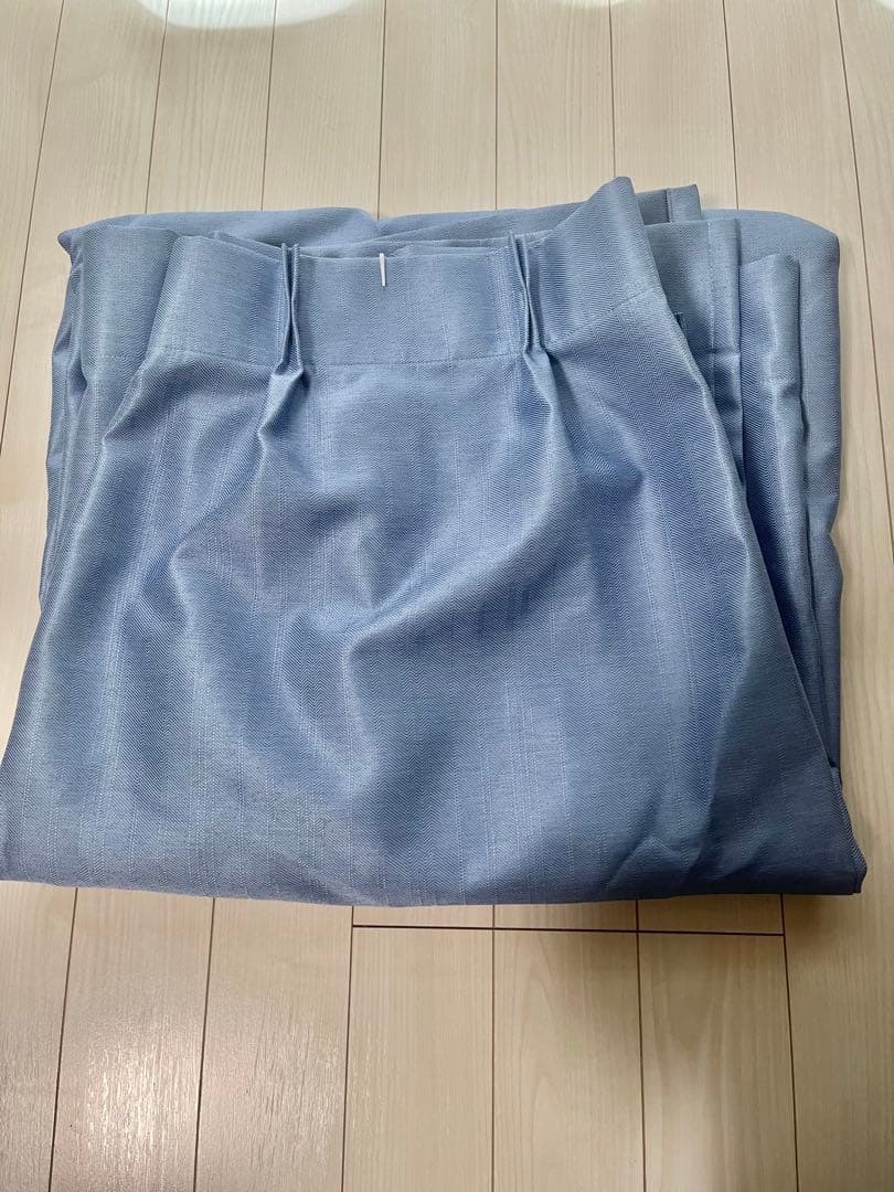 ゼニスブルー ヘリンボーン ドレープカーテン