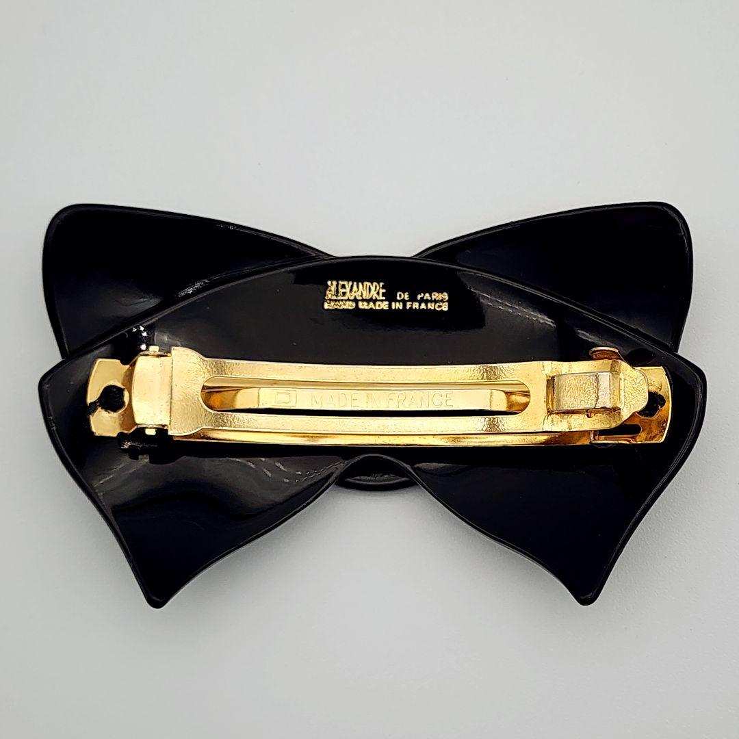 ★ALEXANDRE DE PARIS★ バレッタ リボン ストーン ブラック