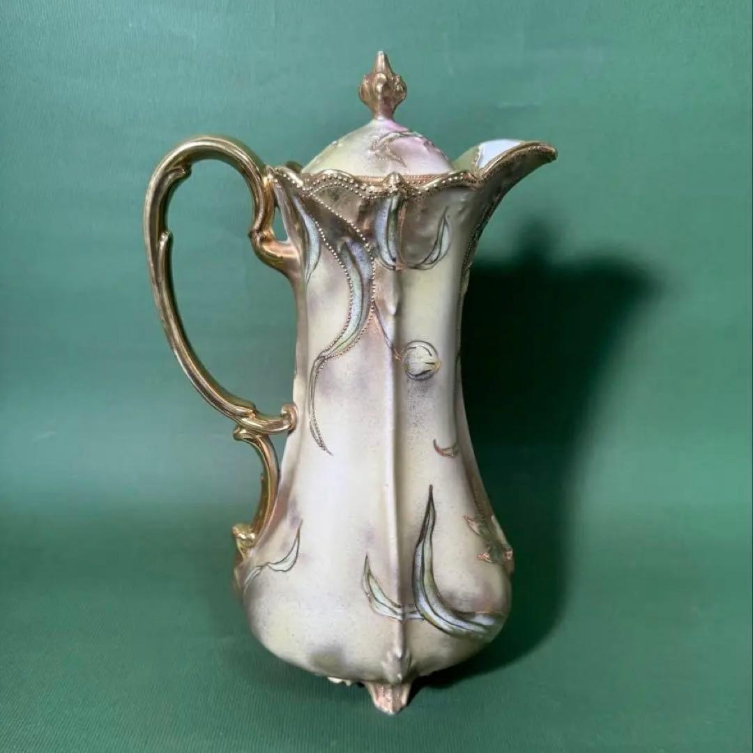 希少 オールドノリタケ ゴールドスプレー技法 モカセット メイプルリーフ