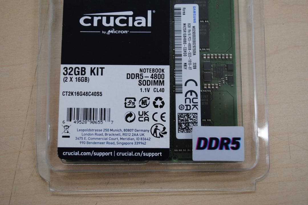 [1269]Crucial 32GB DDR5 メモリーキット (2×16GB)