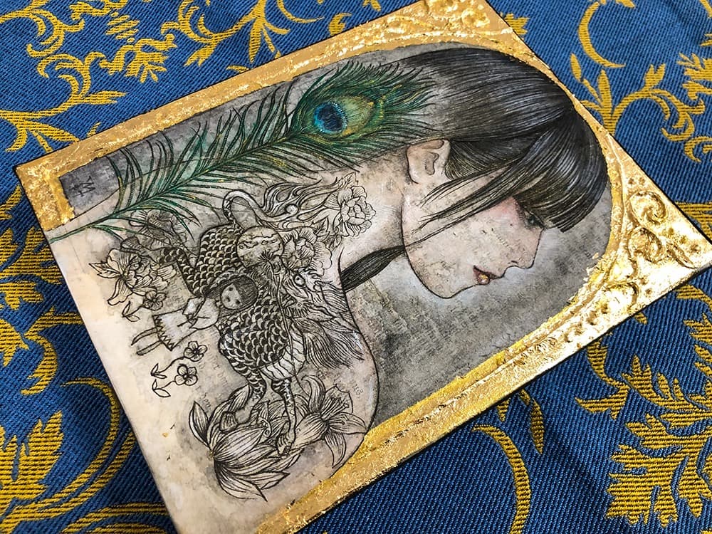 手描き絵画「個人的な憂鬱」日本画　オリジナル　原画