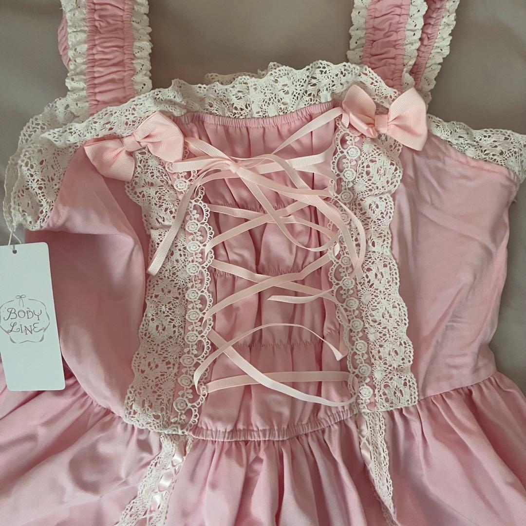 BODYLINE ピンク ジャンパースカート ロリータ ジャンスカフリルレース