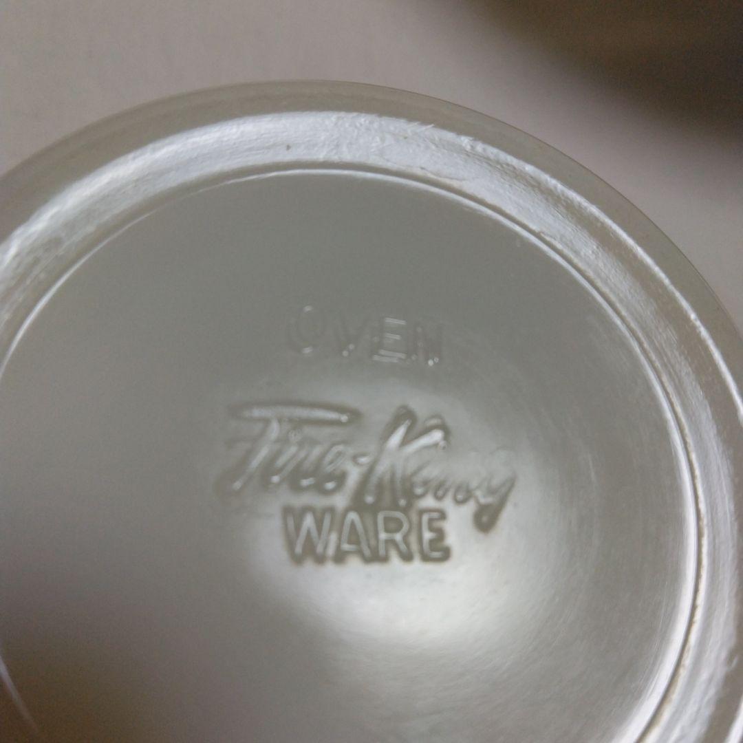 ヴィンテージFire King チューリップ柄 グリースジャー·アイボリー