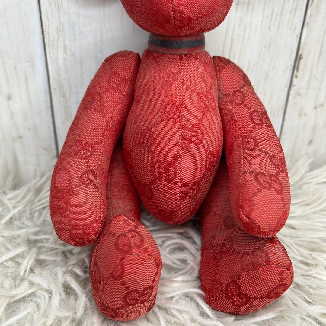 GUCCI テディベア ぬいぐるみ グッチ GG柄 クマ くま GG 赤　レッド