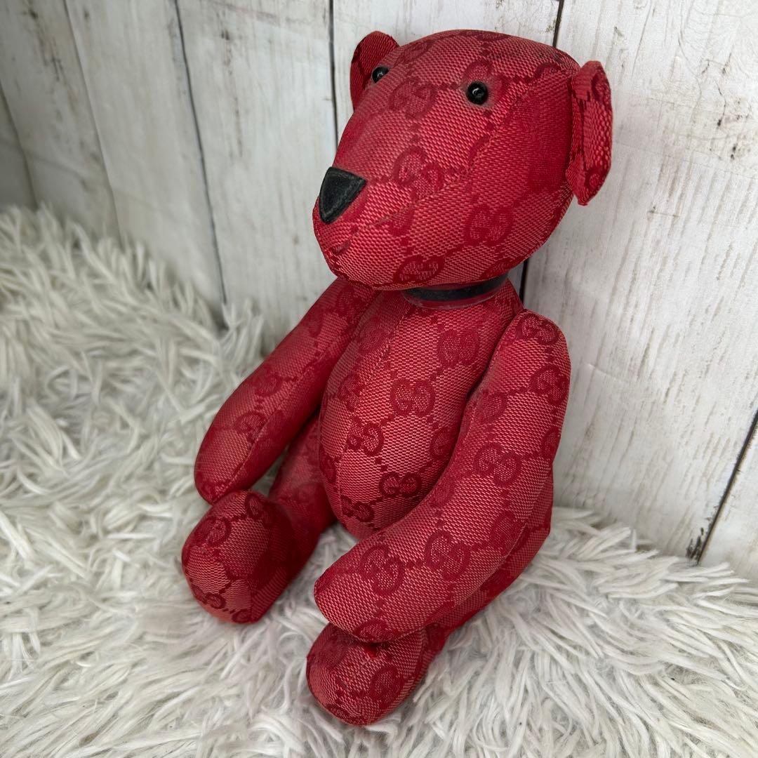 GUCCI テディベア ぬいぐるみ グッチ GG柄 クマ くま GG 赤　レッド