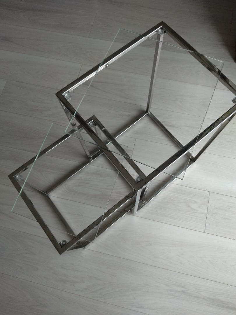 Francfranc レーヌ ネストテーブル S クリア×シルバー