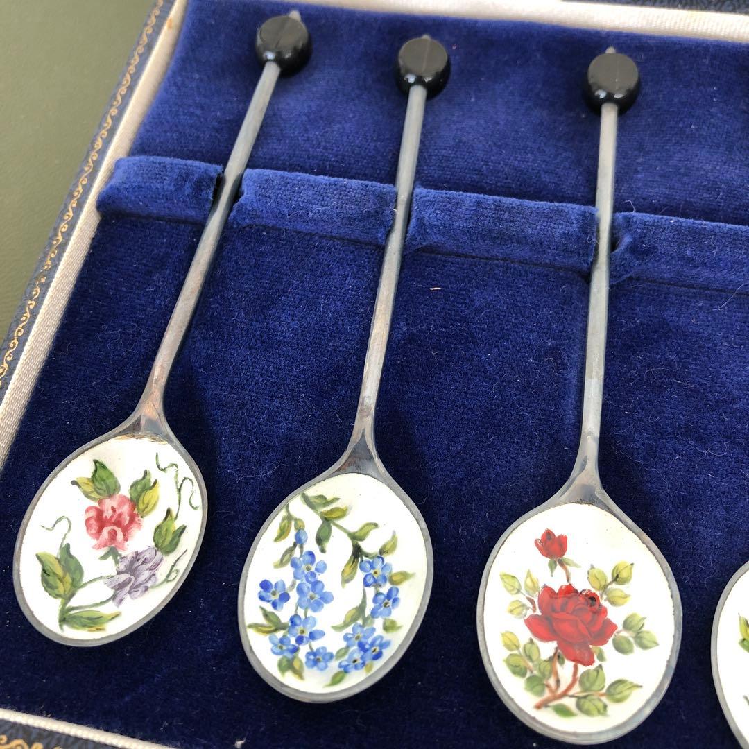 ビンテージ　純銀製　C&C スプーン　8本セット　コーヒービーンズ　シルバー　銀