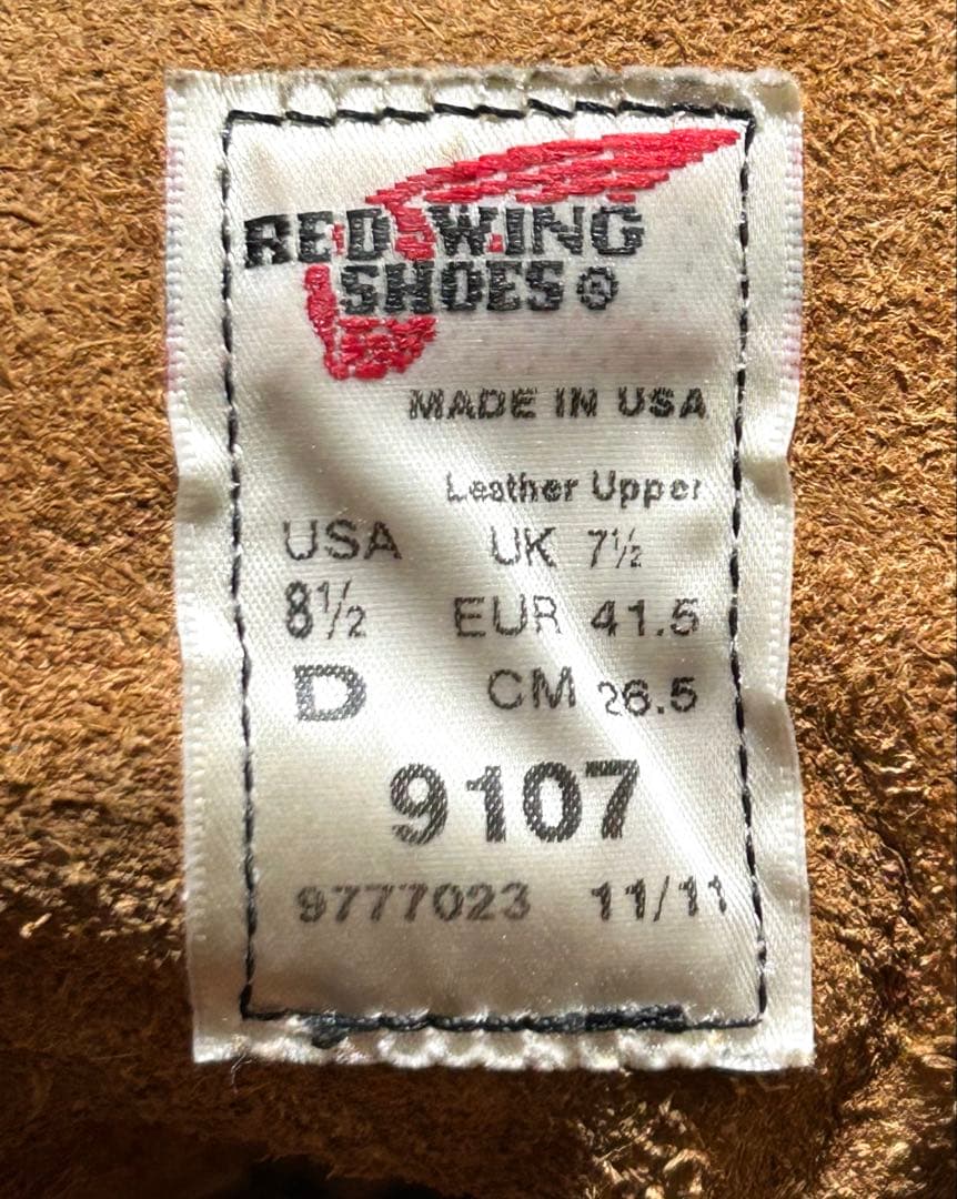 【8.5/D】9107 RED WINGレッドウィング★USAハーレーninja