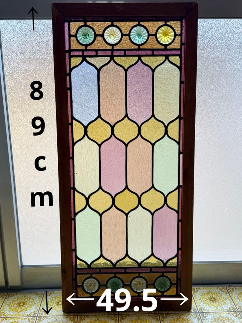 アンティークステンドグラス ロンデル マルチカラー 縦横使い 1920年代英国製