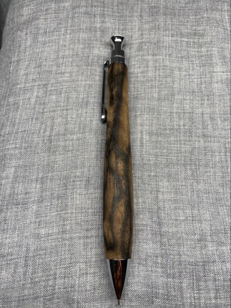 こぶた工房　黒柿　孔雀杢 シャープペン キューブ付。