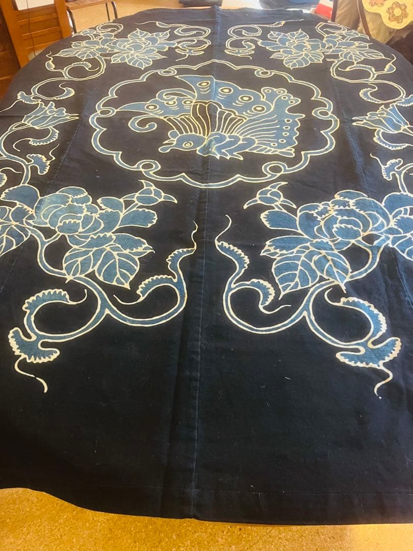 明治時代の筒描　揚羽蝶✴︎藍染タペストリー