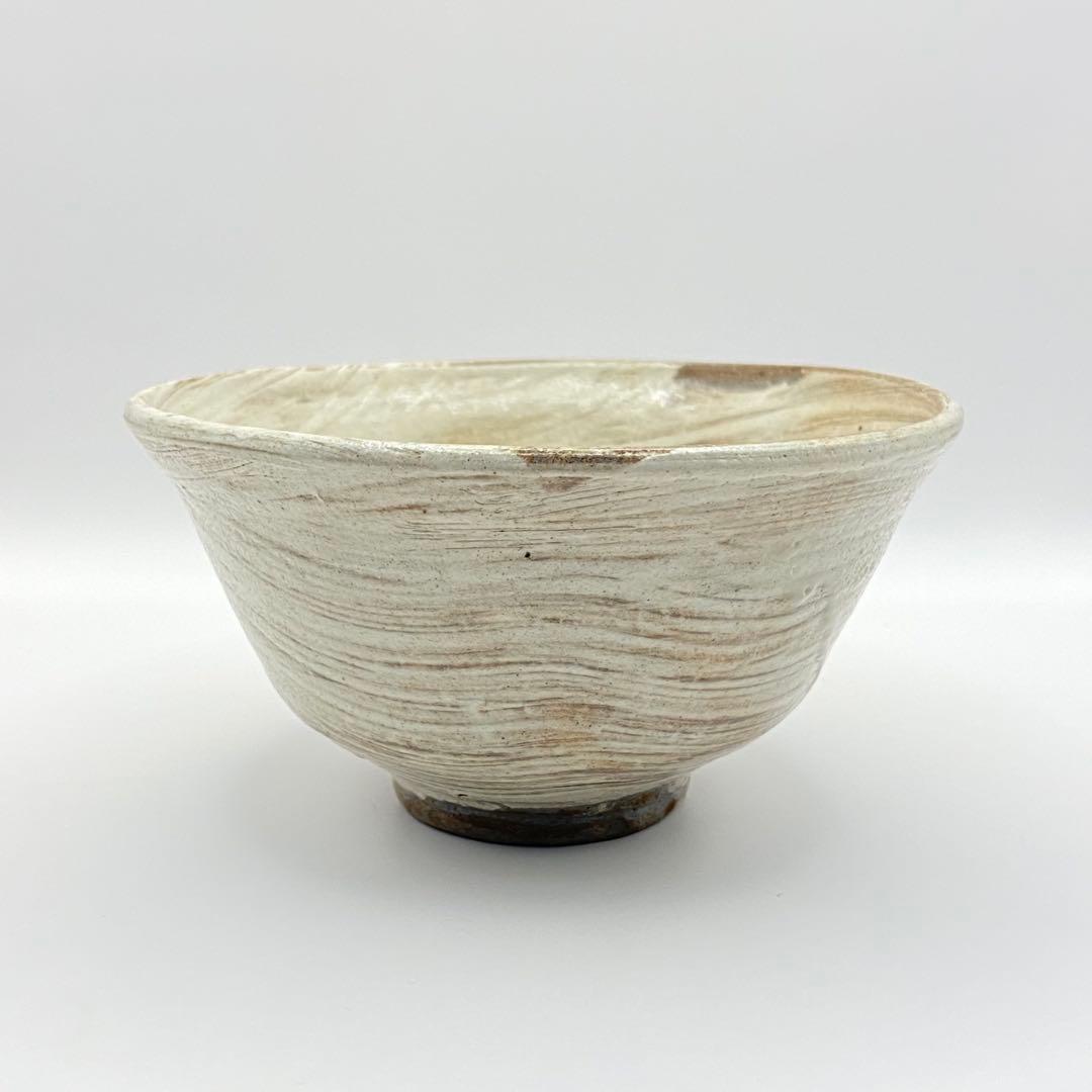 抹茶茶碗 刷毛目　加藤芳右衛門　銘 末広　共箱入　茶道具　茶盌　茶器　陶芸