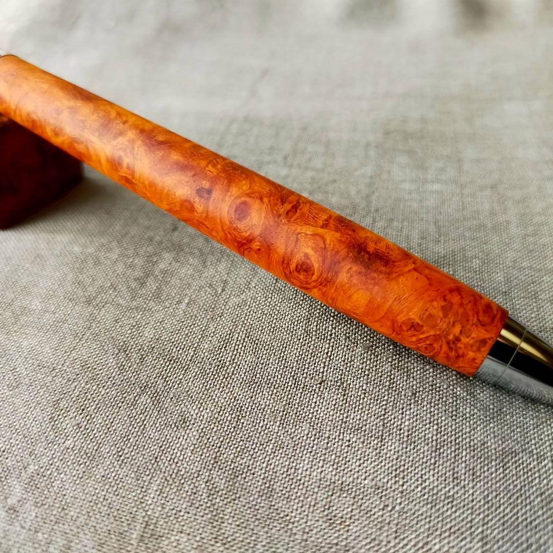 特上花梨瘤　ハンドメイド　木軸ボールペン　G2　天然木　シルバー