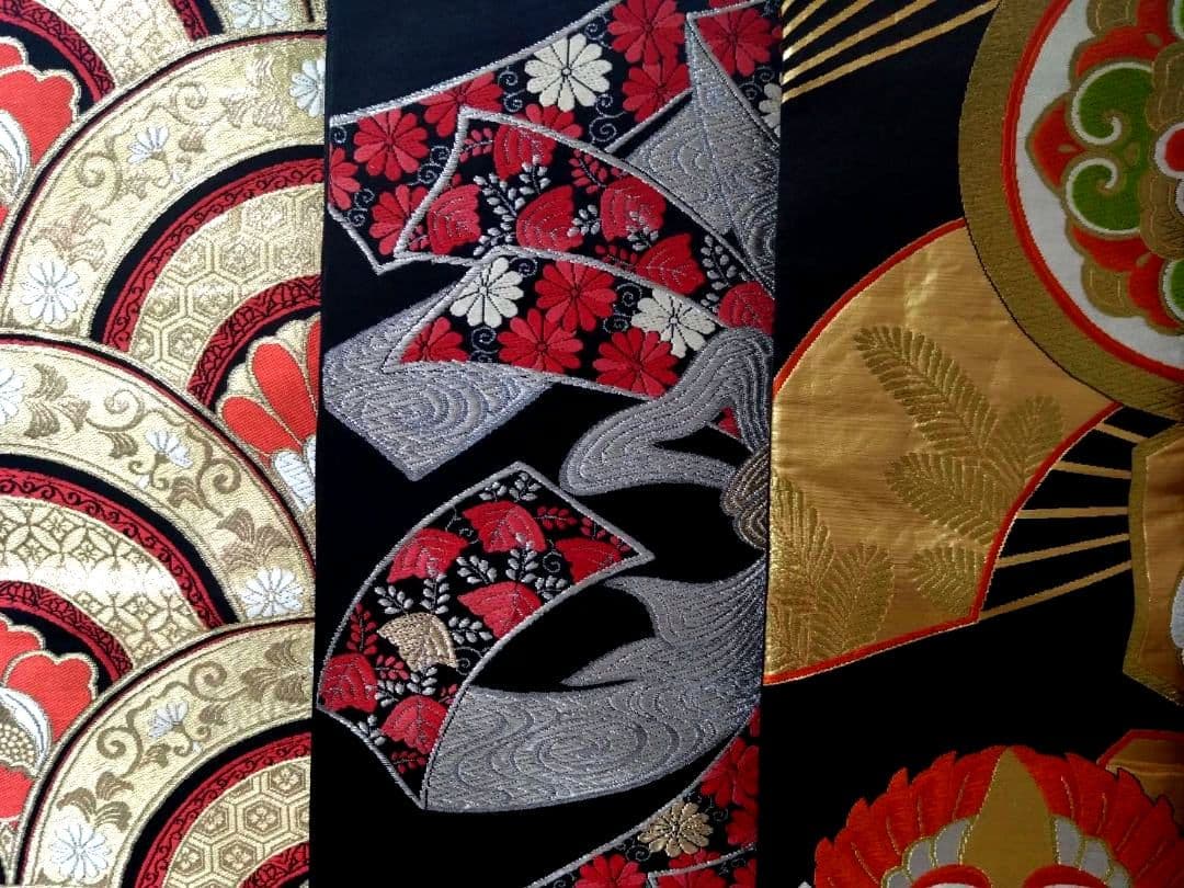 B186★豪華黒地刺繍高級袋帯13点まとめ売り★個人差着用/振袖/着物/リメイク