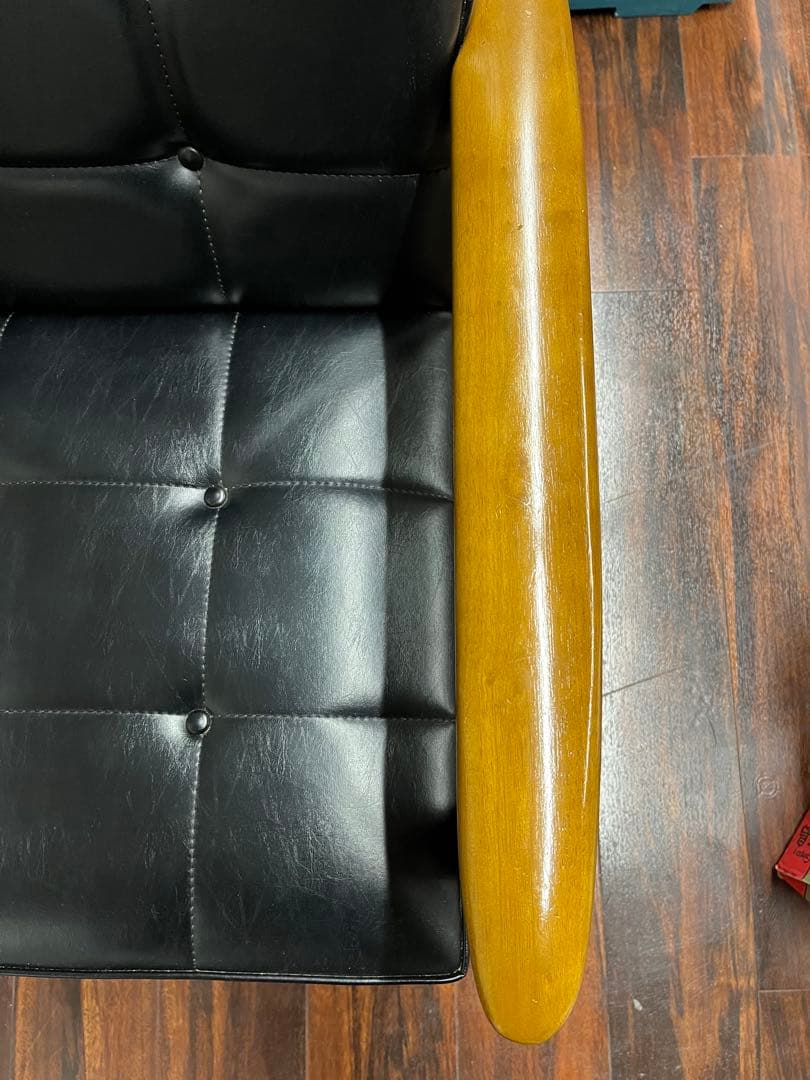 カリモク karimoku アームチェア 1人掛け ブラック レザー 木製 椅子